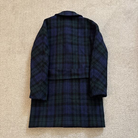 J. Crew Black Watch Tartan Wool Blue and Green Plaid Zip Up Winter Coat Size 0 - Picture 11 of 11